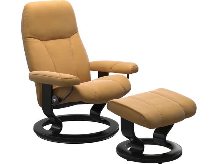 Relaxsessel STRESSLESS Consul , gelb (honey paloma), B:85cm H:100cm T:77cm, Sessel, Relaxsessel, mit Classic Base, Größe L, Gestell Schwarz