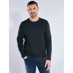emilio adani Herren Modisches Langarm-Shirt Schwarz slim fit uni Rundhals - S