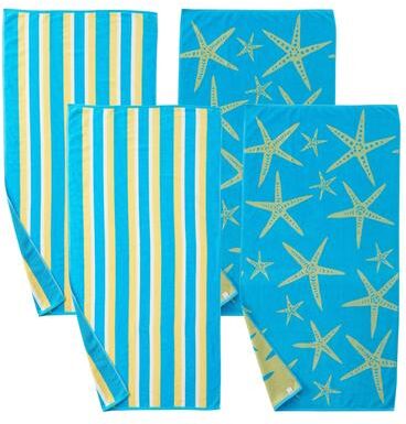 Linery & Co. Cotton Jacquard 4 Pack Summer Beach Towels.