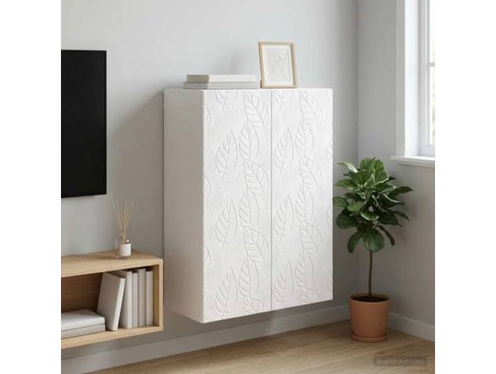 Wandschrank 66x34,5x90 cm Holzwerkstoff Hochglanz Weiß mit Pendeltüren Wandmontierbar, Holzbretter, 90° Pendeltüren, pflegeleicht, platzsparend, freier Boden