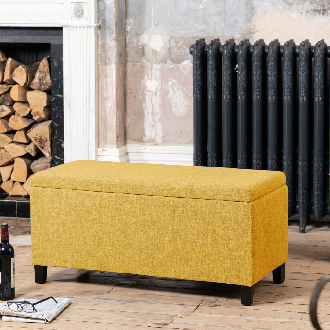Latitude Run Ahri 98cm Wide Rectangle Solid Colour Standard Ottoman with Storage Yellow 45cm H X 98cm W X 45cm D