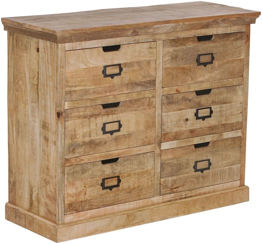 Altobuy Commode en manguier 6 tiroirs Marron 106x85x40cm
