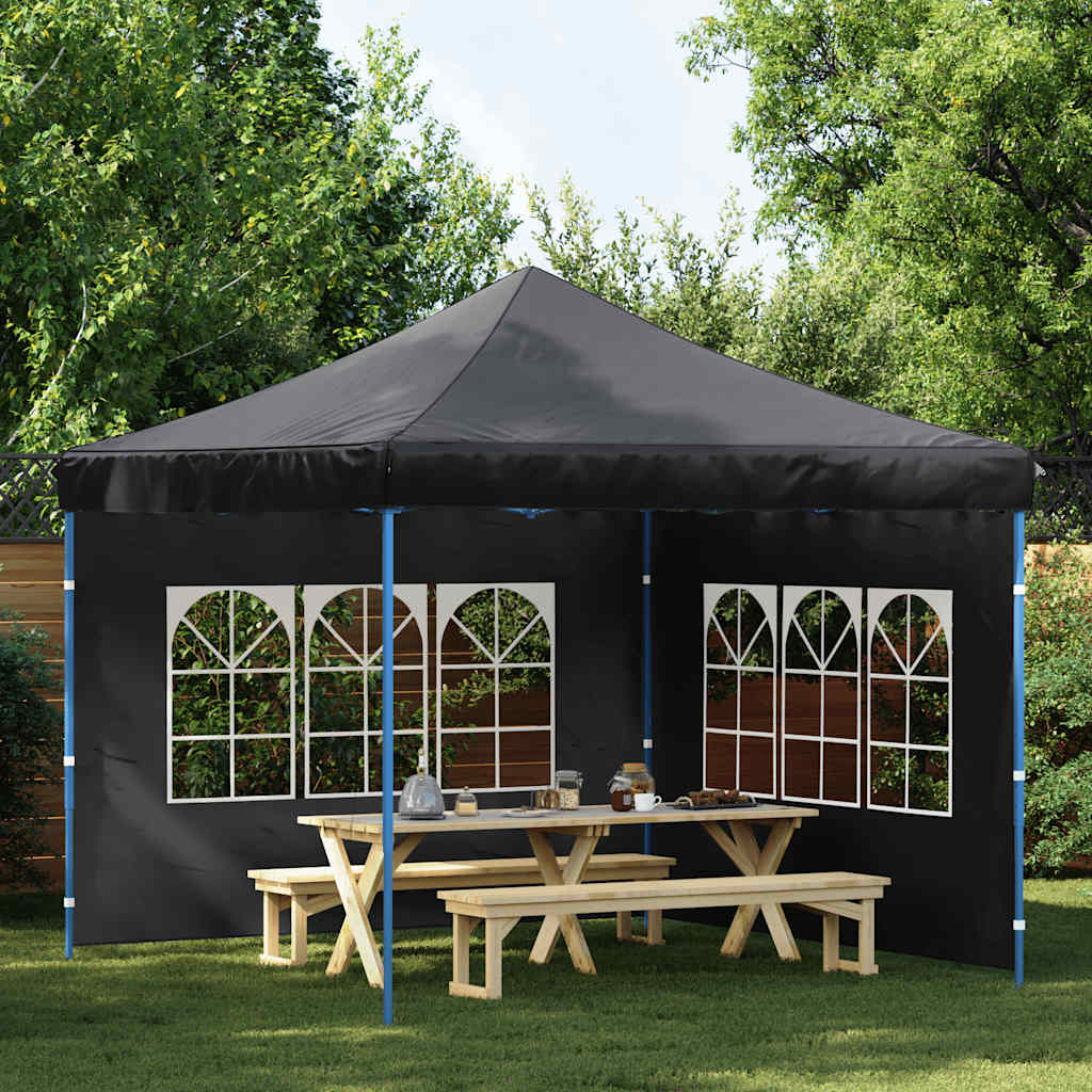 vidaXL Pared lateral de carpa de fiesta con ventana 2 uds PE antracita Antracita