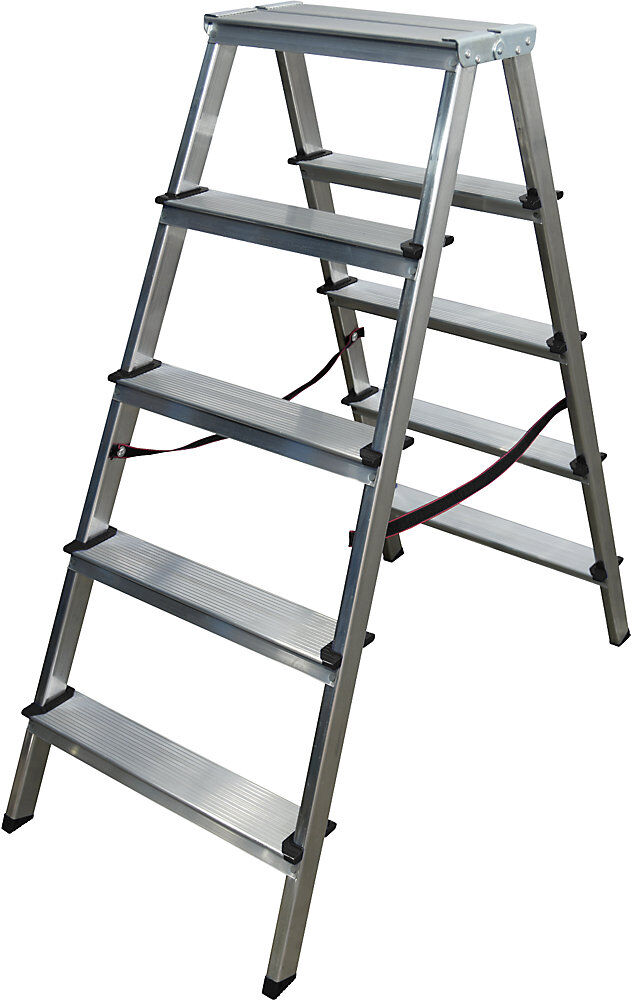 Stufenstehleiter, beidseitig begehbar, 2 x 5 Stufen eurokraft basic