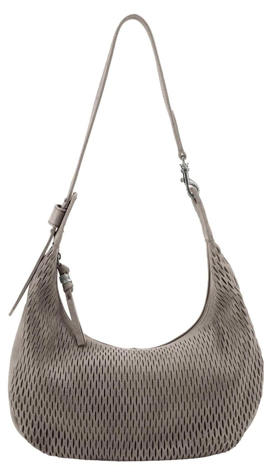 Leren Umhängetasche - Weiche, runde Crossbody-Tasche in Schlammkhaki-Braun