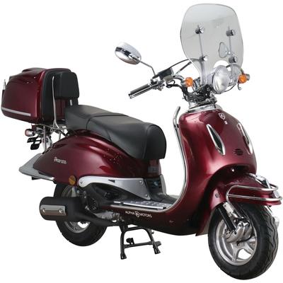 Motorroller ALPHA MOTORS "Retro Firenze Limited", rot (weinrot, schwarz), Motorroller, 85 km/h, mit Lenkerschloss und Windschild, B:89cm H:112cm L:189cm