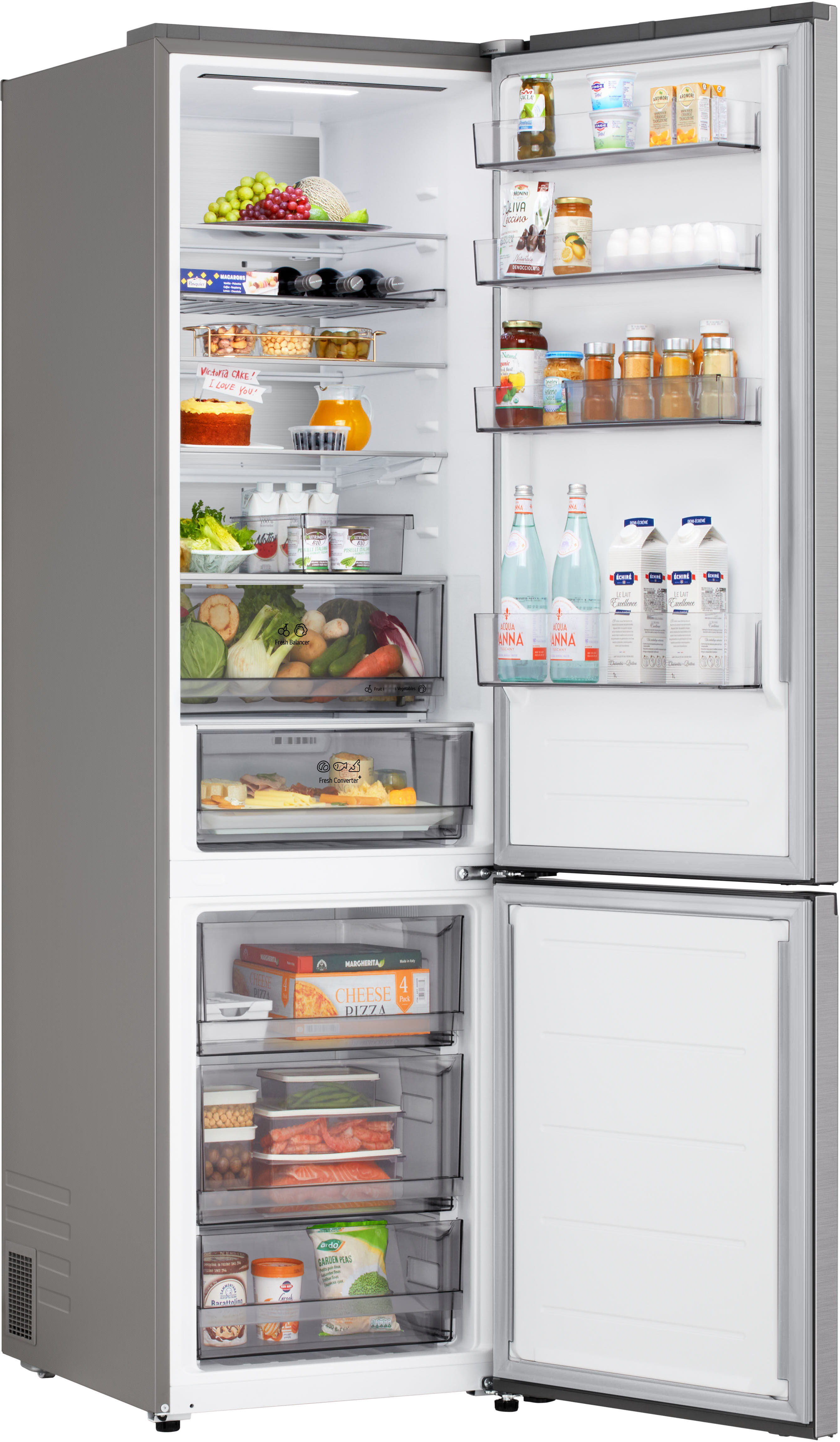 LG Kühl-/Gefrierkombination, Energieeffizienz: C, silber (prime silber), Rechtsanschlag, wechselbar, Kühlschränke, Total No Frost, ThinQ mit AI Fresh & Saving Mode, Kühl-/Gefrierkombination