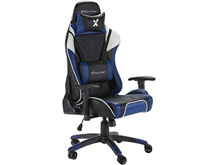 X Rocker Agility Esports - Gaming Bürodrehstuhl mit Komfortkissen für Erwachsene - Blau/Schwarz