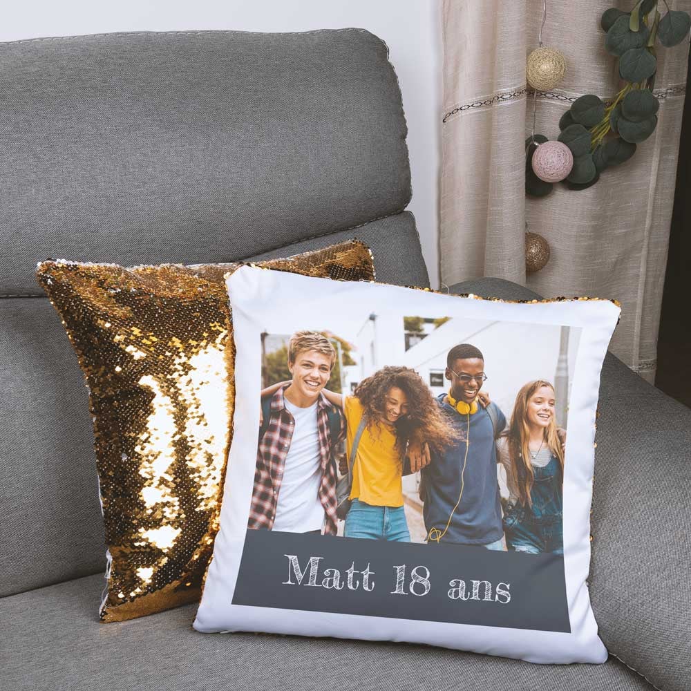 Ocadeau Coussin brillant doré à sequin