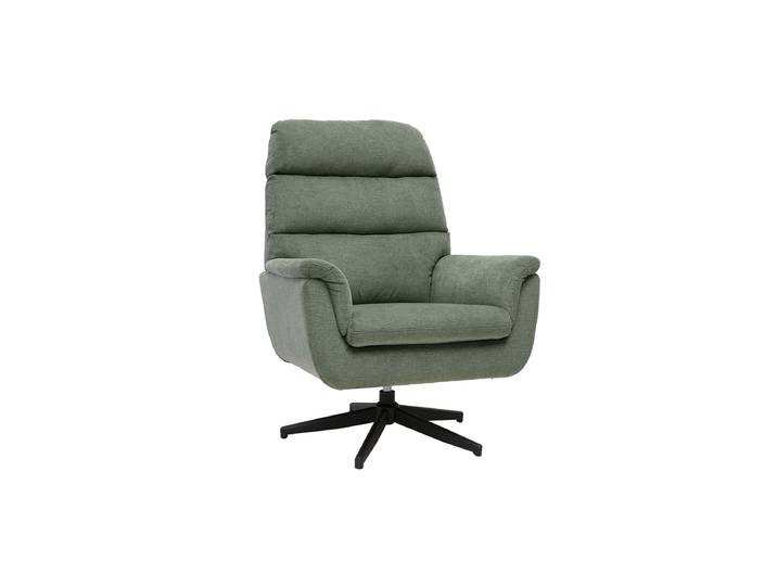 Fauteuil pivotant en tissu chenille vert kaki et métal noir JONAH