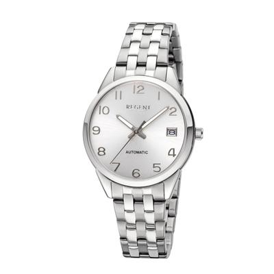 Automatikuhr REGENT, silber (edelstahlfarben, silberfarben), Armbanduhren, Damen, edelstahlfarben, Automatikuhr, Armbanduhr, Damenuhr, Mechanische Uhr, Edelstahlarmband, analog, Tag