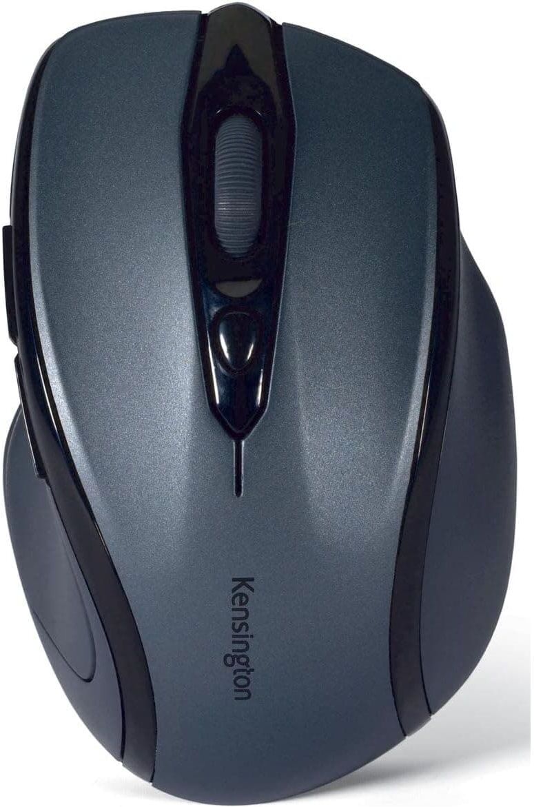 Kensington Pro Fit Wireless Mouse - Mid-Sized 5-Button Optical Home Office Wireless Mouse with Ergonomic Right-Handed Shape and Plug & Play Set Up - Compatible with Windows & MacOS - Grey, New