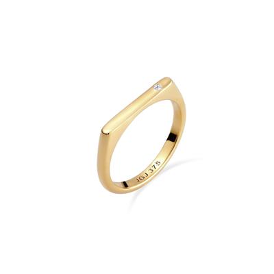 Silberring ELLI DIAMONDS "Ring Laborgezüchteter Diamant Weiß Brilliant Cut (0.02 ct) 375 Gelbgold" Gr. 54, gold, Fingerringe, Damen, 54, Gelbgold 375, Silberring