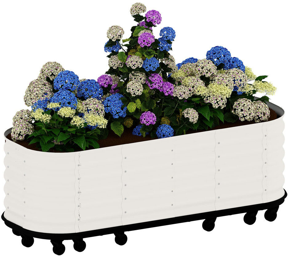Blue Elephant Metal Raised Garden Bed White 50cm H X 240cm W X 59.9cm D