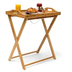 relaxdays Tablettisch Bambus 63,5 cm natur braun