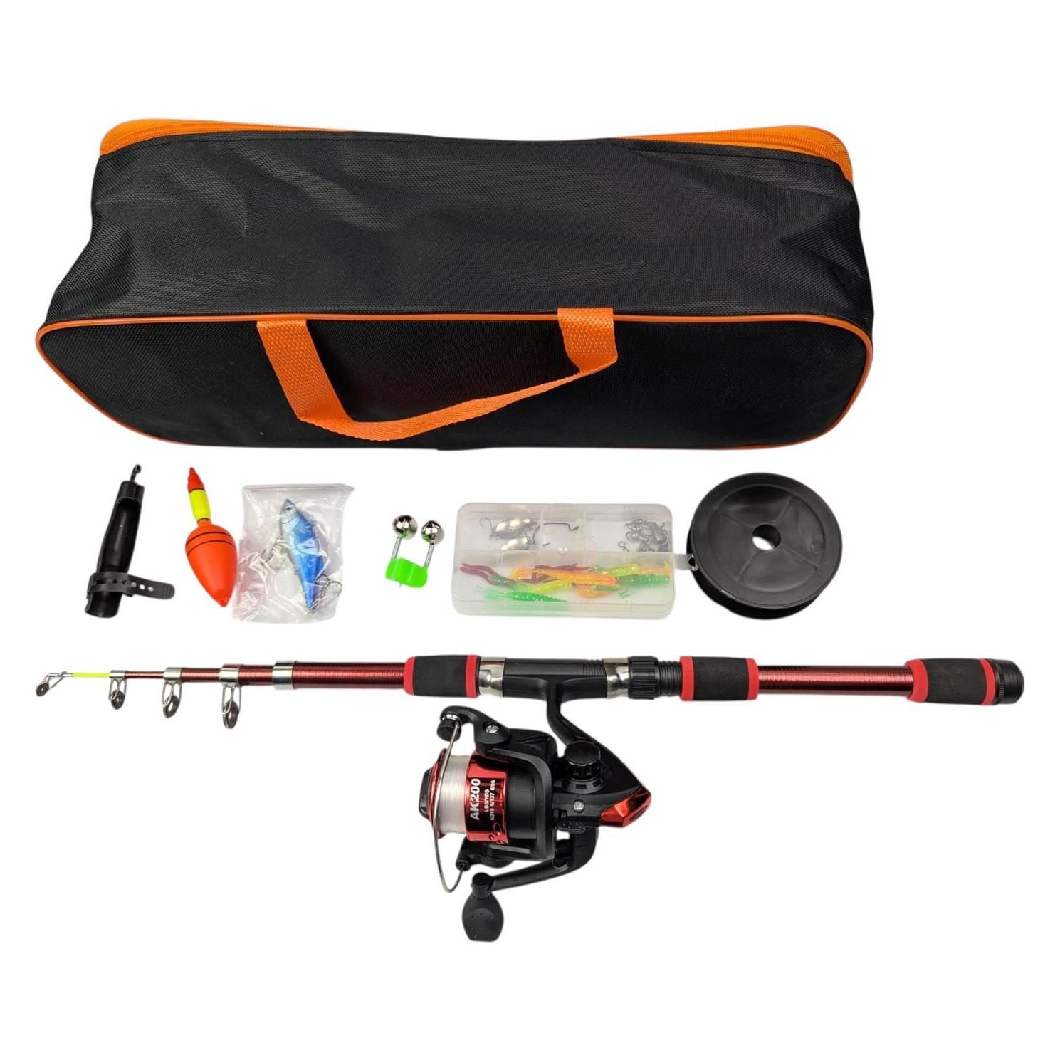 Bdt Bdt- FISHING GROUP- Angelset: 1,80m Angelrute Angelrolle "AK200" und Kder Set in Tasche, rot (180 cm) (67313107)