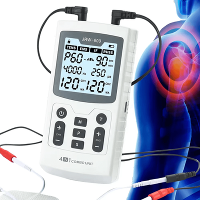 Uplift Curations 4 in 1 Electric Muscle Stimulator With TENS, EMS, Interferential And RUSS Modes white Jrw 600