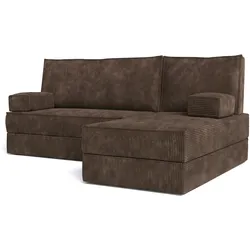 ECKSOFA NOTIA modulares Boneless Sofa mit Schlaffunktion Braun Kordstoff