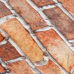 Baumwollstoff-Digitaldruck "Ziegelwand", Serie Ria, orange-color