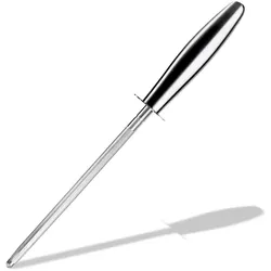 Intirilife Wetzstab Messerschärfer in SILBER - 35 x 4 cm - Manueller Wetzstahl Messerschleifer aus Edelstahl