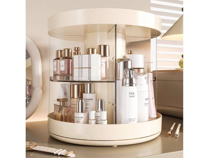 Nouvel Organisateur Cosmétique Rotatif à 360° en Acrylique Transparent Multi-Niveaux Grande Capacité pour Maquillage, Idéal pour Coiffeuse, Salle de Bain, Bureau