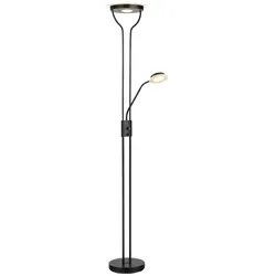 LED Stehleuchte Dimmbar Lesearm und Fluter verstellbar Schwarz matt H 180 cm