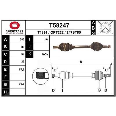 Eai Antriebswelle [Hersteller-Nr. T58247] für Opel