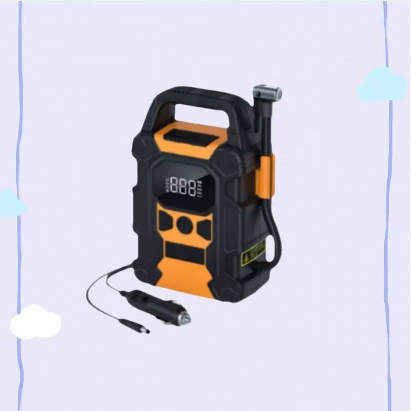 INF Tragbare Auto-Reifenfüllerpumpe - 10s Schnellaufpumpen, Digitaler Luftkompressor mit LED & SOS Orange