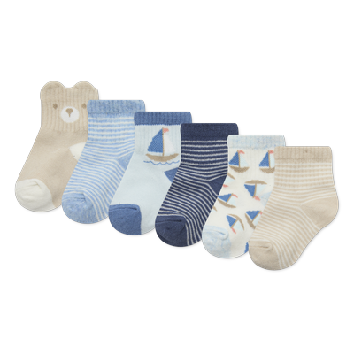 Socken HUGGIES BABYWEAR "HGHB 6PK SOCK", Mädchen, Gr. 1, bunt (huggies ballad blau), Baumwollmischung, Intarsienmuster, Socken Socken, mit Motiven