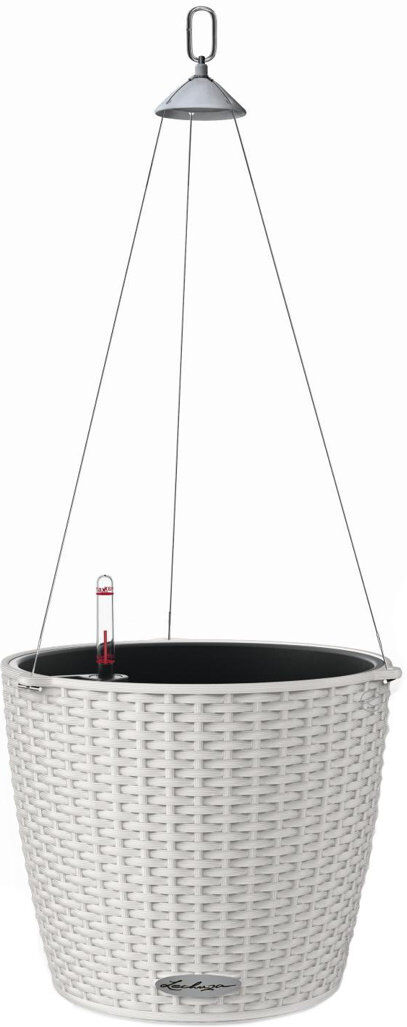 Lechuza Self-Watering Plastic Indoor / Outdoor Hanging Planter Light Grey 23cm H x 35cm W x 35cm D