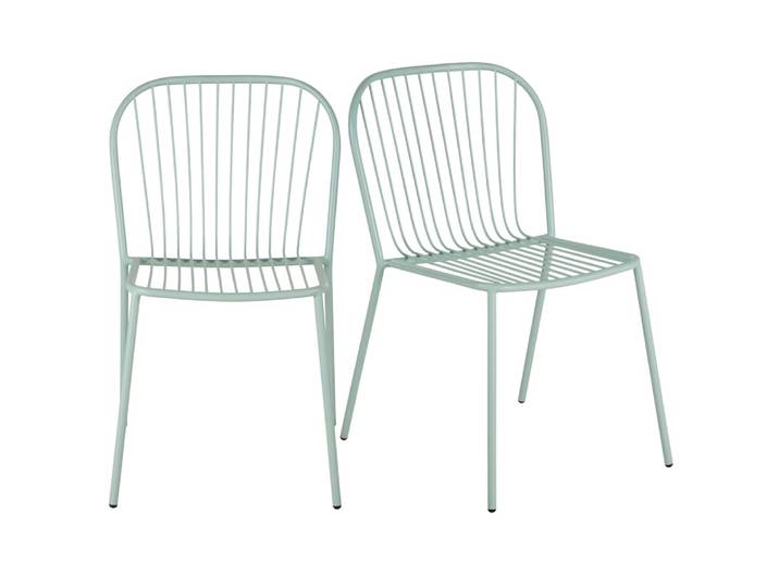 2er Set Stühle aus Stahl für gewerbliche Nutzung, grün