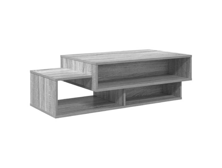 LASWWQMRF Couchtisch Graues Sonoma 105x50x32,5 cm Holzwerkstoff Rechteckiger Wohnzimmertisch mit 3 offenen Fächern für Bücher und Deko, pflegeleichte Oberfläche für das Wohnzimmer.