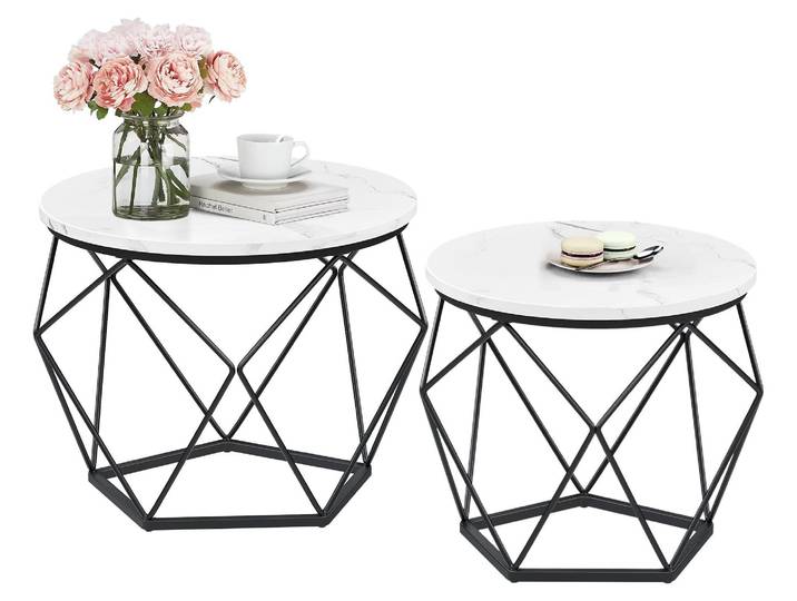 VASAGLE Couchtisch rund, 2er Set, abnehmbare Tischplatte