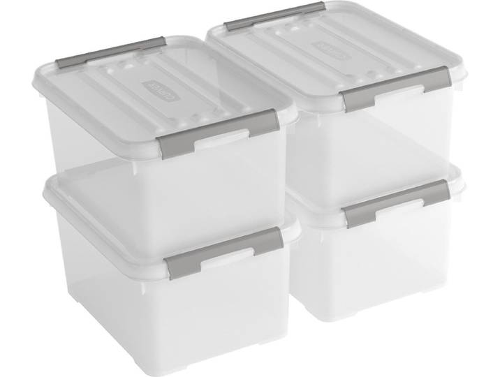 Curver Handy+ Opbergbox - 15L - 4 stuks - Transparant met deksel