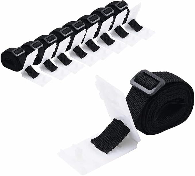 Universal Befestigungsbänder für Pool Aufroller 8 Stk 1,8 m Schwarz Weiß aus Polyester Kunststoff für Solarplane, Clips Schnallen, UV-beständig und leicht montierbar