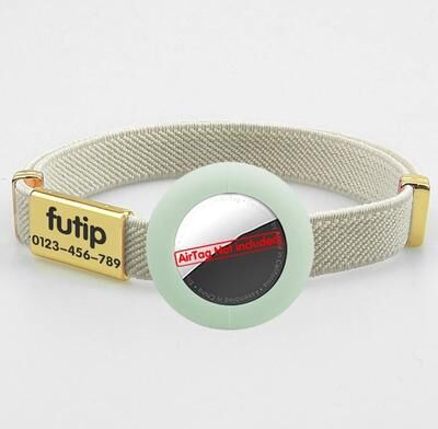 Inspired Finds Personalized Breakaway AirTag Cat Collar With Name Tag & Adjustable GPS Holder khaki