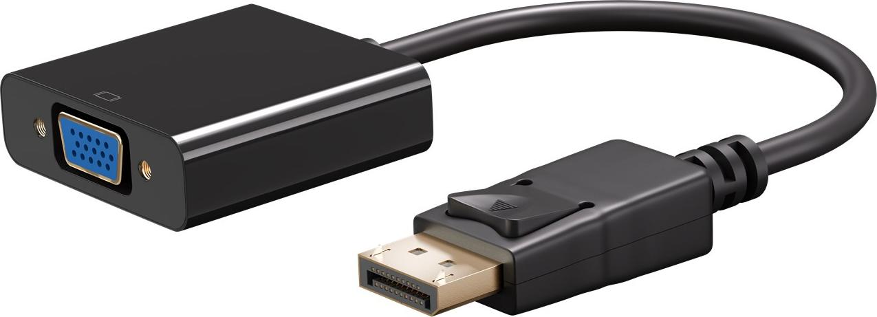 10x Goobay 60606 DisplayPort-zu-VGA-Adapter, 1.1, 0,15 m, Schwarz - DisplayPort-Stecker > VGA-Buchse (15-polig)