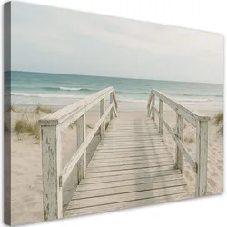 LEINWANDBILD Pier Strand Meer im Shabby Chic Stil 60x40cm