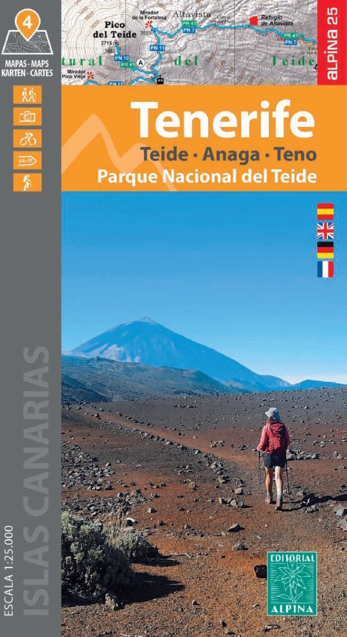 Editorial Alpina Lot de 4 cartes de randonnée - Tenerife   Alpina
