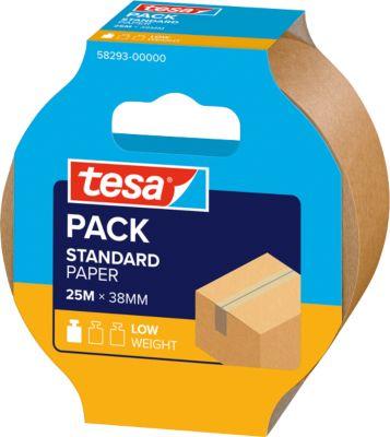 Paketklebeband tesapack Paper Standard ecoLogo, für Pakete bis zu 10 kg, B 38 mm x L 25 m, FSC zertifiziertes Papier, braun