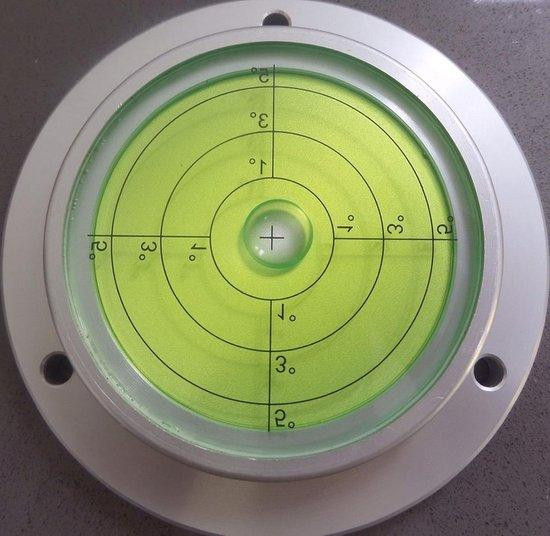 Markenlos Grote metalen waterpas met luchtbel - Zilver - Diameter: 100 mm