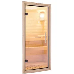 Karibu 73 mm Saunahaus Belmira inkl. Saunaofen mit eingebauter Steuerung 9 kW schwarz