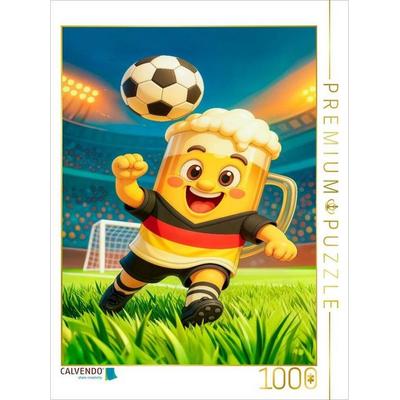 CALVENDO Puzzle Deutsches Bierglas Fußballer in farbenfroher Stadionszene | 1000 Teile Lege-Größe 64x48cm Foto-Puzzle für glückliche Stunden