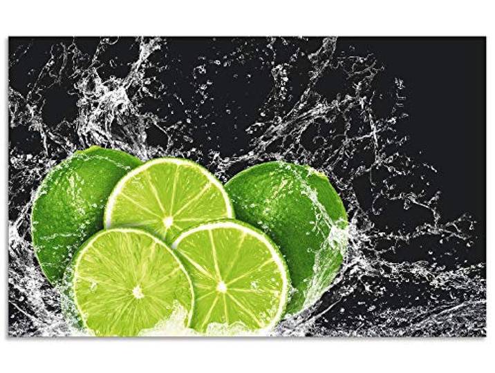 ARTland Spritzschutz Küchenrückwand aus Alu für Küche Herd Spüle 80x50 cm (BxH) mit Motiv Essen Obst Früchte Limette Eiswasser Modern Dunkel H9KL