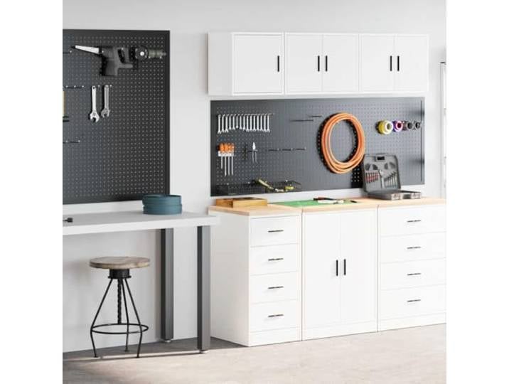 Molumvel Garagenschränke 2er Set, Aufbewahrung, Wandschrank, Kiefernholz Platzsparendes Design, Vielseitig einsetzbar, Robuste Arbeitsplatte