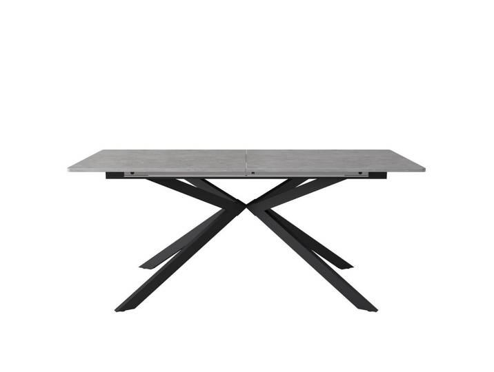 Redom Esstisch, MDF mit Auszug & Kreuzbein-Design, 150/180/70/75,5 cm, Schwarz/Grau, 70x75.5x180 cm, Esszimmer, Esstische
