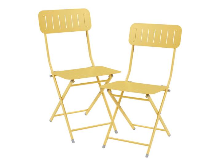 [en.casa] Gartenklappstuhl-Set 2 Tlg. Sande, Gelb, Metall, 42x84.5x50 cm, Gartenmöbel, Gartensessel, Gartenklappstühle