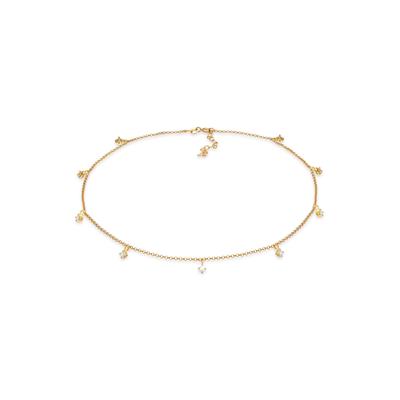 Choker ELLI "Halskette Choker Solitär Zirkonia Elegant 925er Silber" Gr. 36, gold, Halsketten, Damen, mit Steinen, Silber 925 (Sterlingsilber)