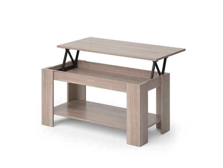 Vicco Couchtisch Lorenz Sonoma 100 x 50 cm mit Liftfunktion, Sonoma Eiche, Holzwerkstoff, 2 Fächer, Rechteckig,Rechteckig, 100x50x50 cm, Wohnzimmer, Wohnzimmertische, Couchtische
