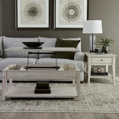 Liberty Furniture Lake House 3 Piece Set Lift Top Cocktail Table - White Oak Wood